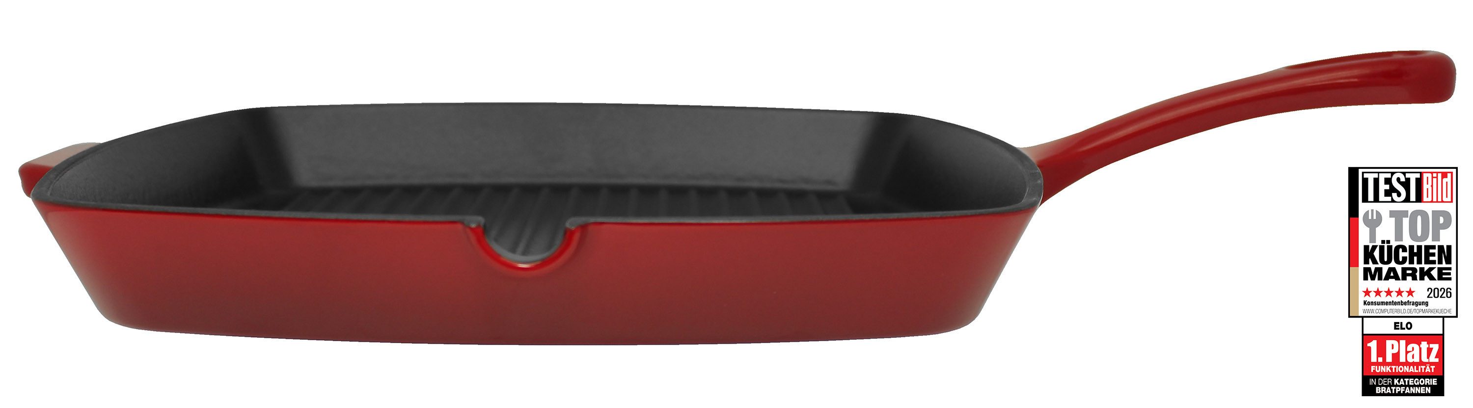 Elo Grillpfanne Gusseisen Pfanne Ø 28 cm, Gusseisen (1-tlg), Außen emailliert