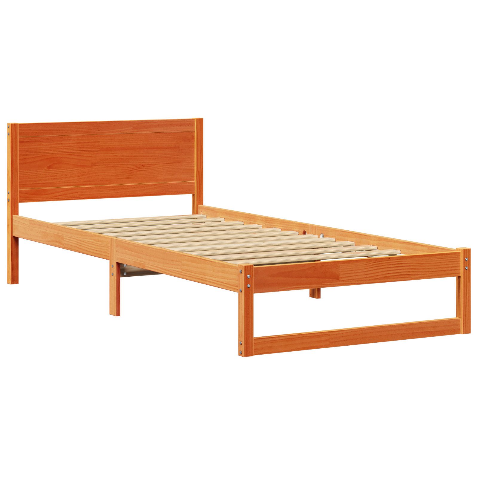 vidaXL Bett Bettgestell Gewachst Braun Massivholz günstig online kaufen