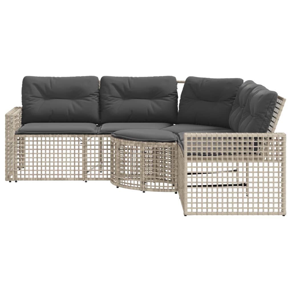 vidaXL Loungesofa Gartensofa in L-Form mit Kissen und Fußbank Hellgrau Polyrattan, 1 Teile