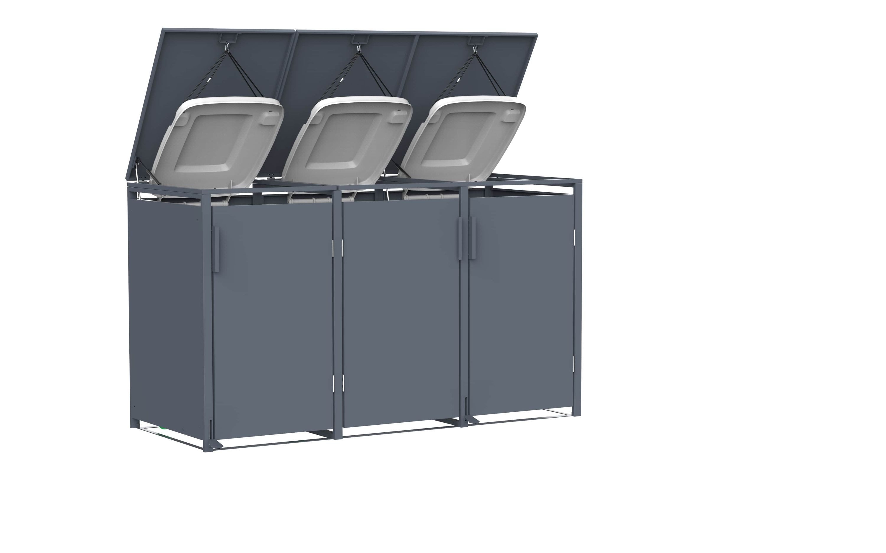 POOL ROYAL Mülltonnenbox JGBF214WK (Anthrazit), für 3 Mülltonnen bis 240L wetterfest mit Pedal zum öffnen