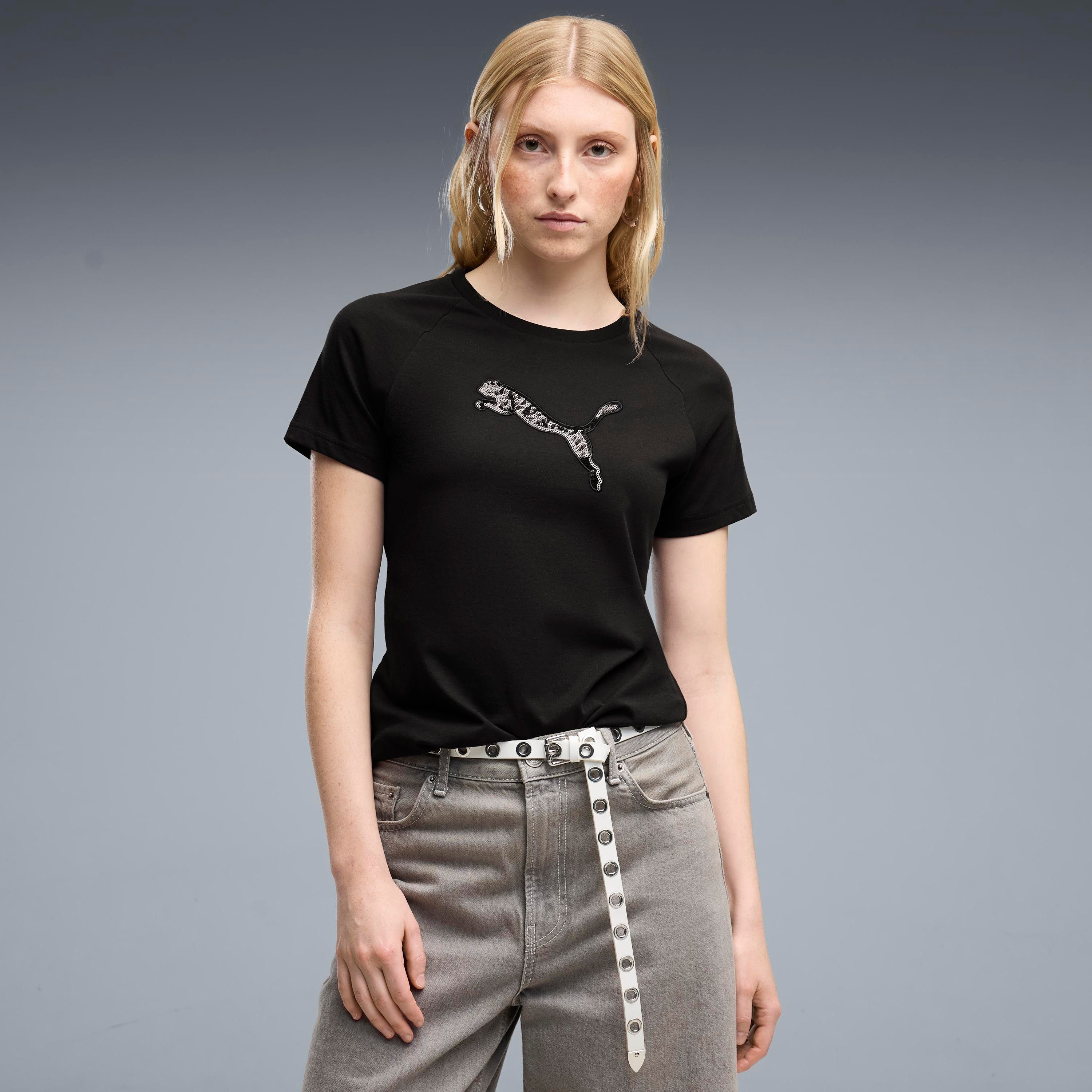 PUMA T-Shirt ESS SEQUINS TEE Kurzarmdesign, mit Rundhalsausschnitt, sportlicher Stil, Regular Fit