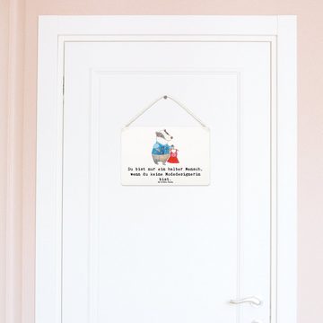 Mr. & Mrs. Panda Hinweisschild DIN A6 Modedesignerin Herz - Weiß - Geschenk, Tür Schild, Fashion Des, (1 St), Aufhängung inklusive