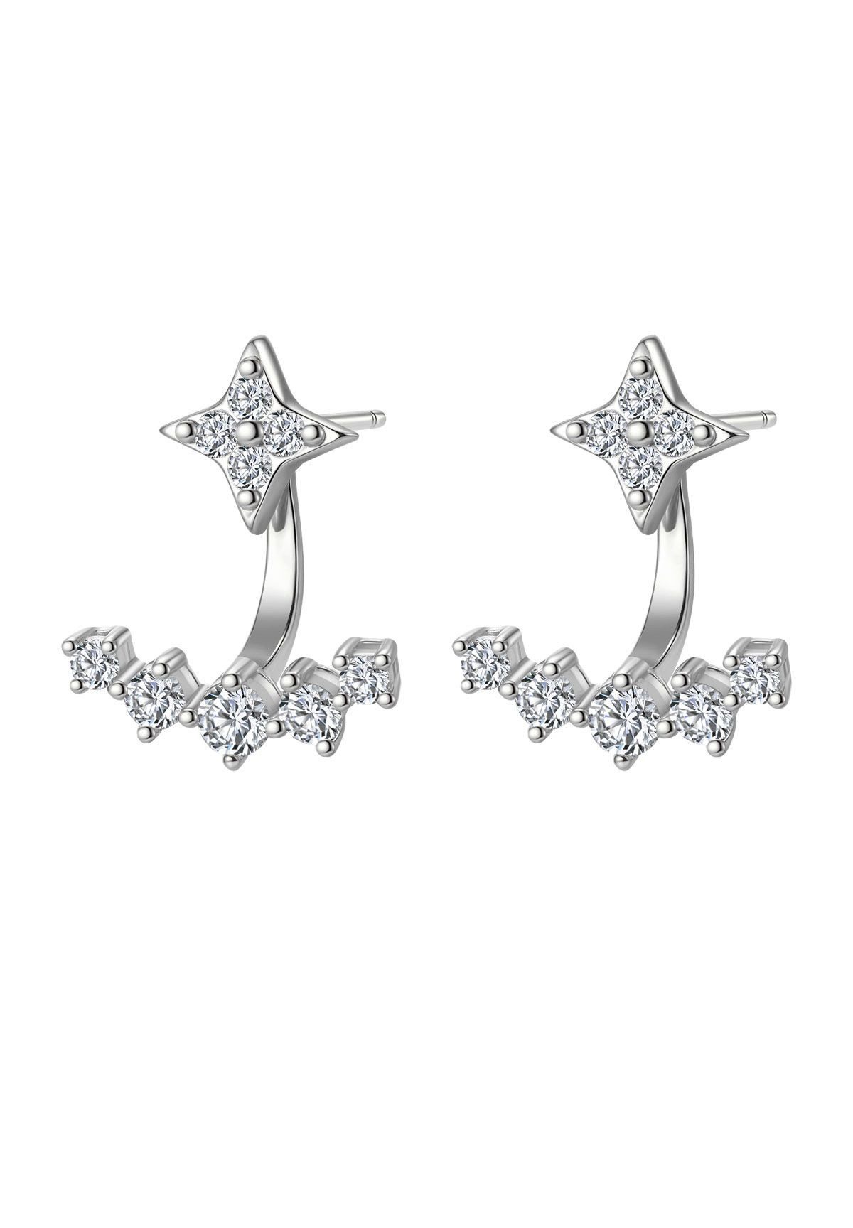 Hey Happiness Paar Ohrhänger Cosmic Kristall Stern, Ear Jacket Ohrringe Sil günstig online kaufen