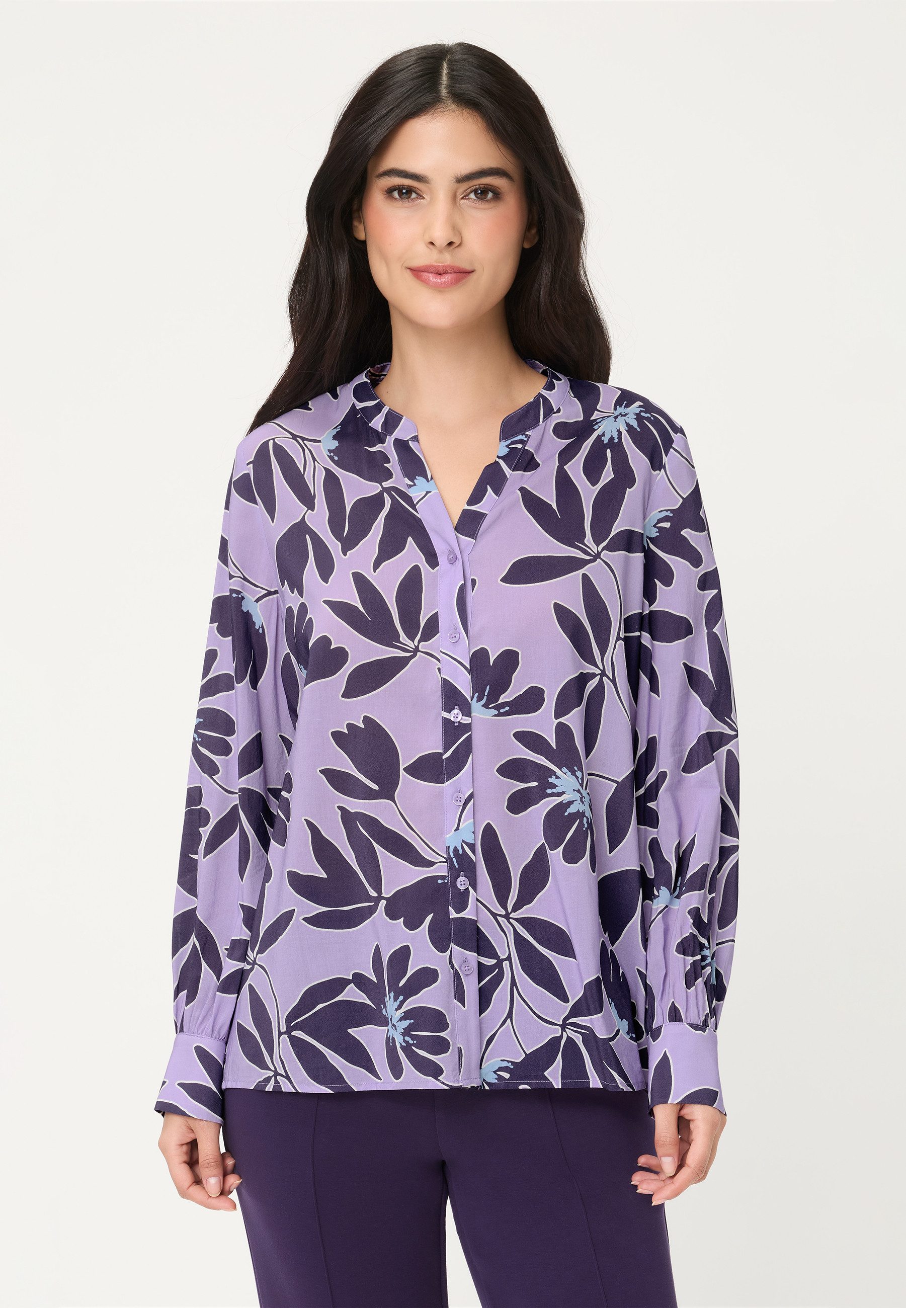 Olsen Tunikashirt mit Tunikaausschnitt und Knopfleiste