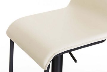 TPFLiving Barhocker Lima (mit Fußstütze - höhenverstellbar - Hocker für Theke & Küche), 360° drehbar - Metall schwarz matt - Sitzfläche: Kunstleder Creme
