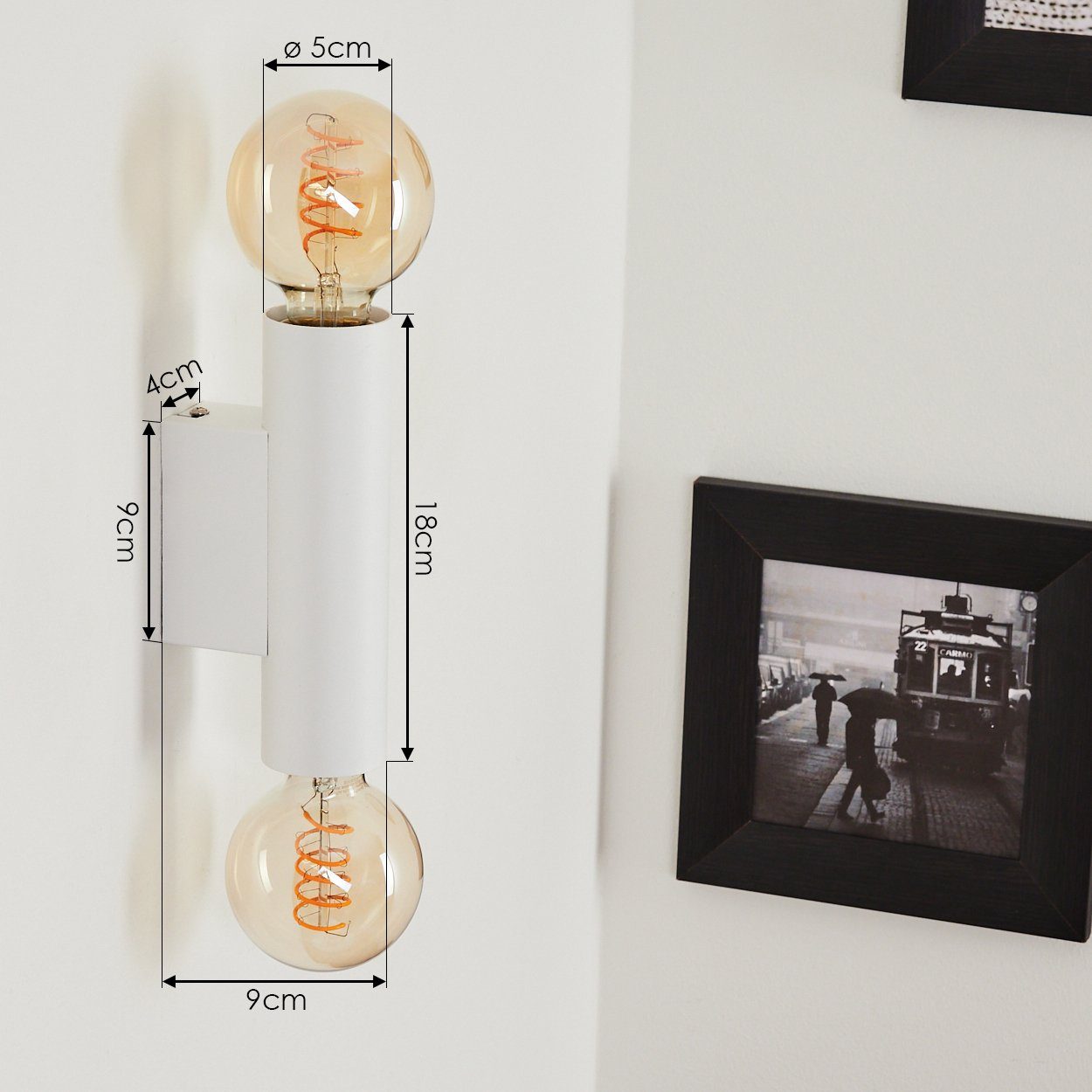 hofstein in Wand, aus ohne an Wandlampe Weiß Metall Lichtspiel mit Leuchtmittel, der Wandleuchte »Seano« 2xE27