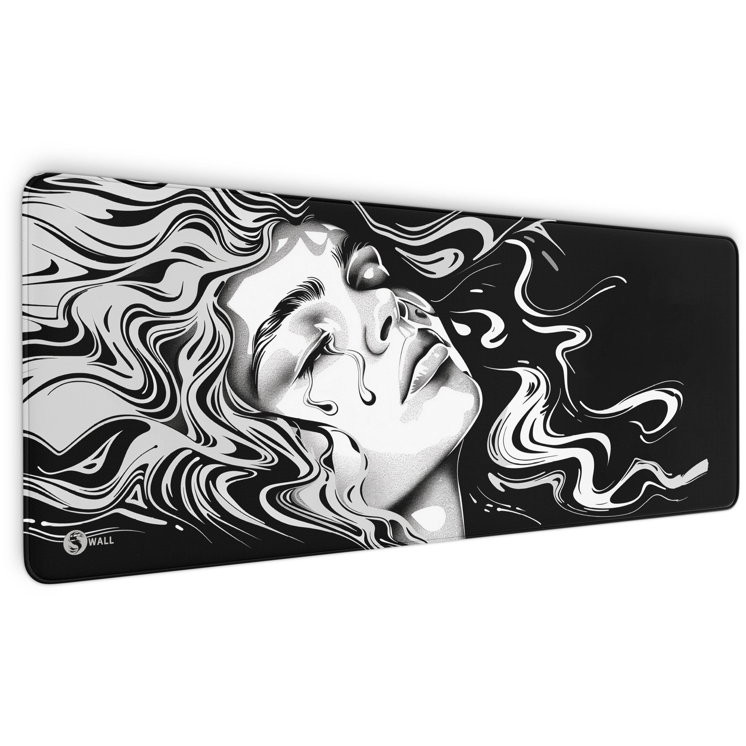 Sunnywall Gaming Mauspad Premium XXL - 4 mm Dicke inkl. Desktop Wallpaper (Mauspad: Ink Girl), Ultra-Glatte Oberfläche, vernähte Ränder, rutschfest, langlebig