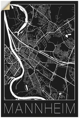 Artland Wandfolie Retro Karte Mannheim Deutschland Schwarz, Deutschland (1 St), selbstklebend