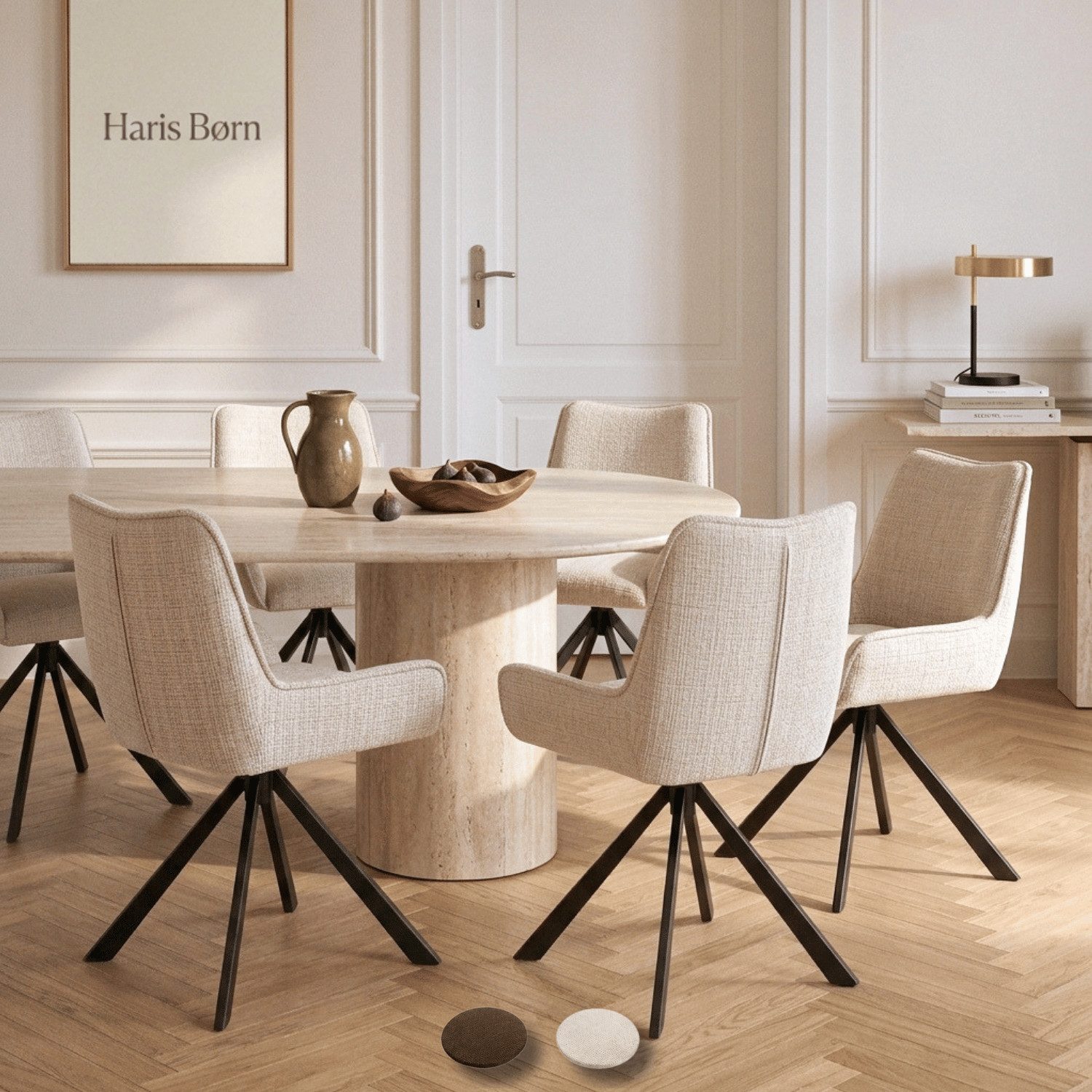 Haris Børn Esszimmerstuhl Polsterstuhl drehbar - Moderne Esszimmer Stühle (Set, 6 St), Premium Esszimmerstühle drehbar & Esstisch Stühle - Drehstuhl