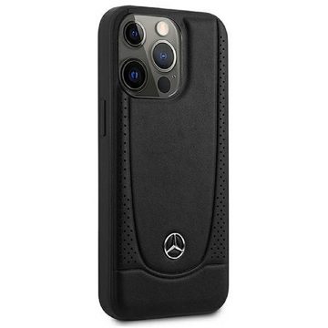 Mercedes Handyhülle Case iPhone 15 Pro Max Echtleder schwarz Stern Logo 6,7 Zoll, Kantenschutz