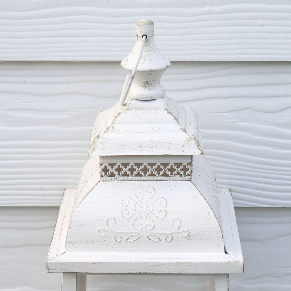 Grafelstein Kerzenlaterne LUGANO antik weiß creme Metall Ornament aus verziert