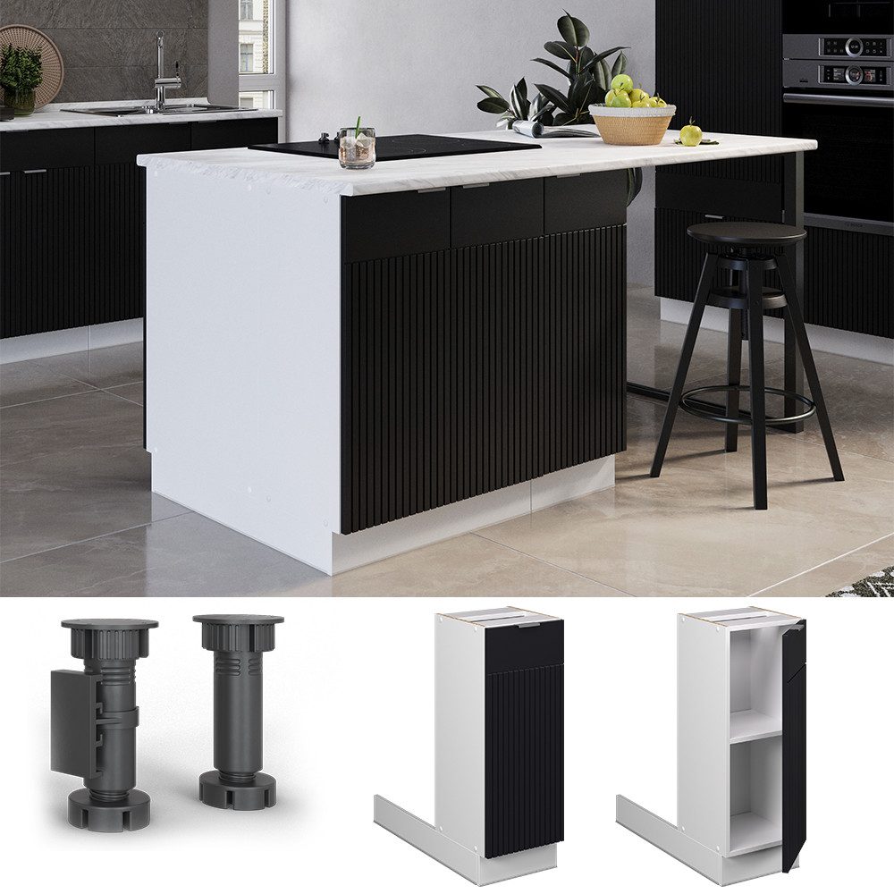 Vicco Unterschrank Fame-Line, Schwarz gestreift/Weiß, 30 günstig online kaufen