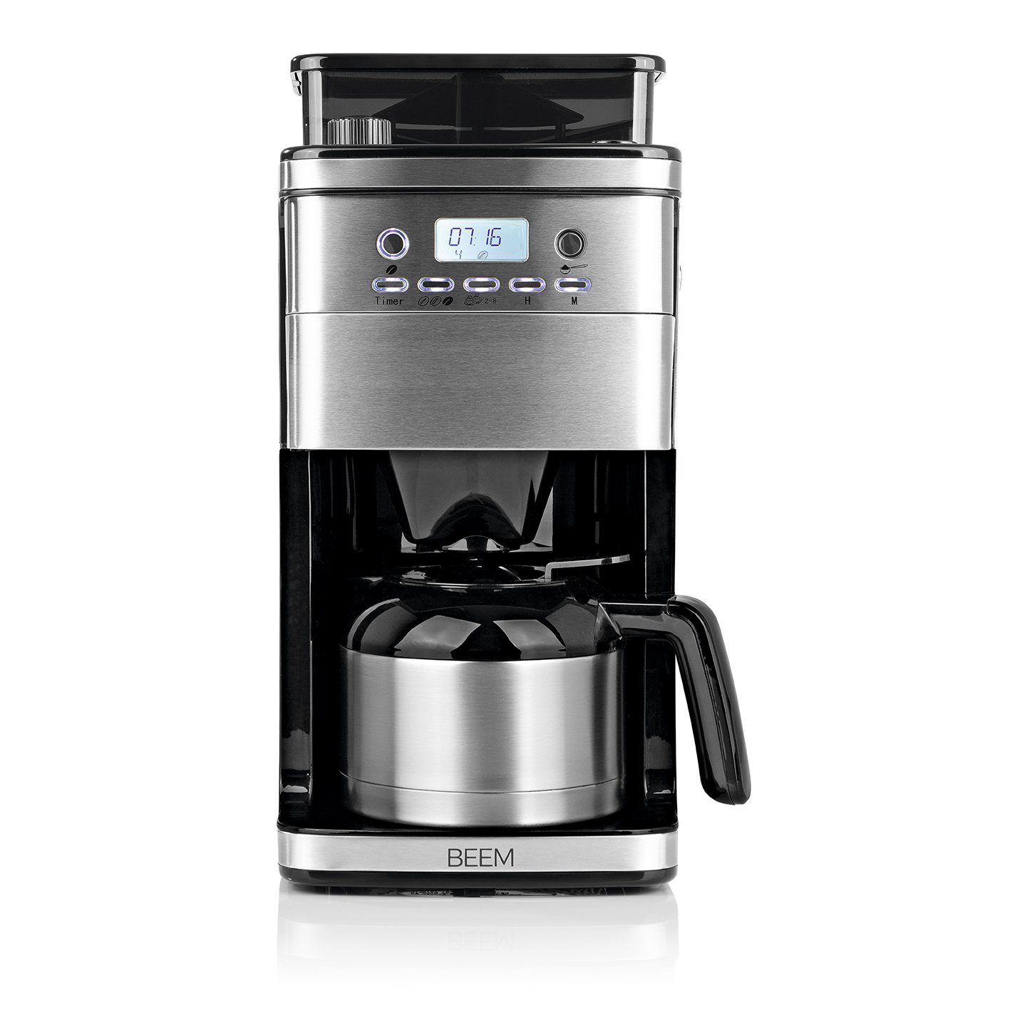 BEEM Filterkaffeemaschine FRESH-AROMA-PERFECT Mahlwerk Permanentfilter, 8 und Thermokanne Kaffeebohnen Zubereitung Tassen, möglich Kaffeepulver mit