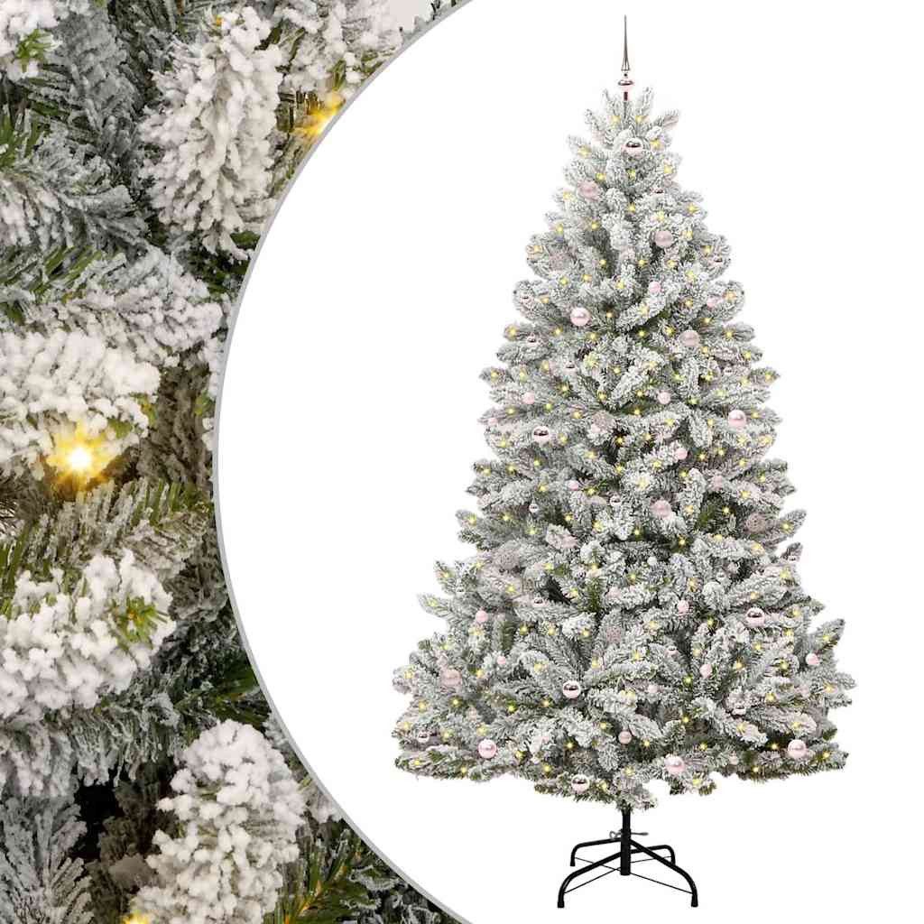 furnicato Künstlicher Weihnachtsbaum Grün und Weiß 270 cm PVC und Metall