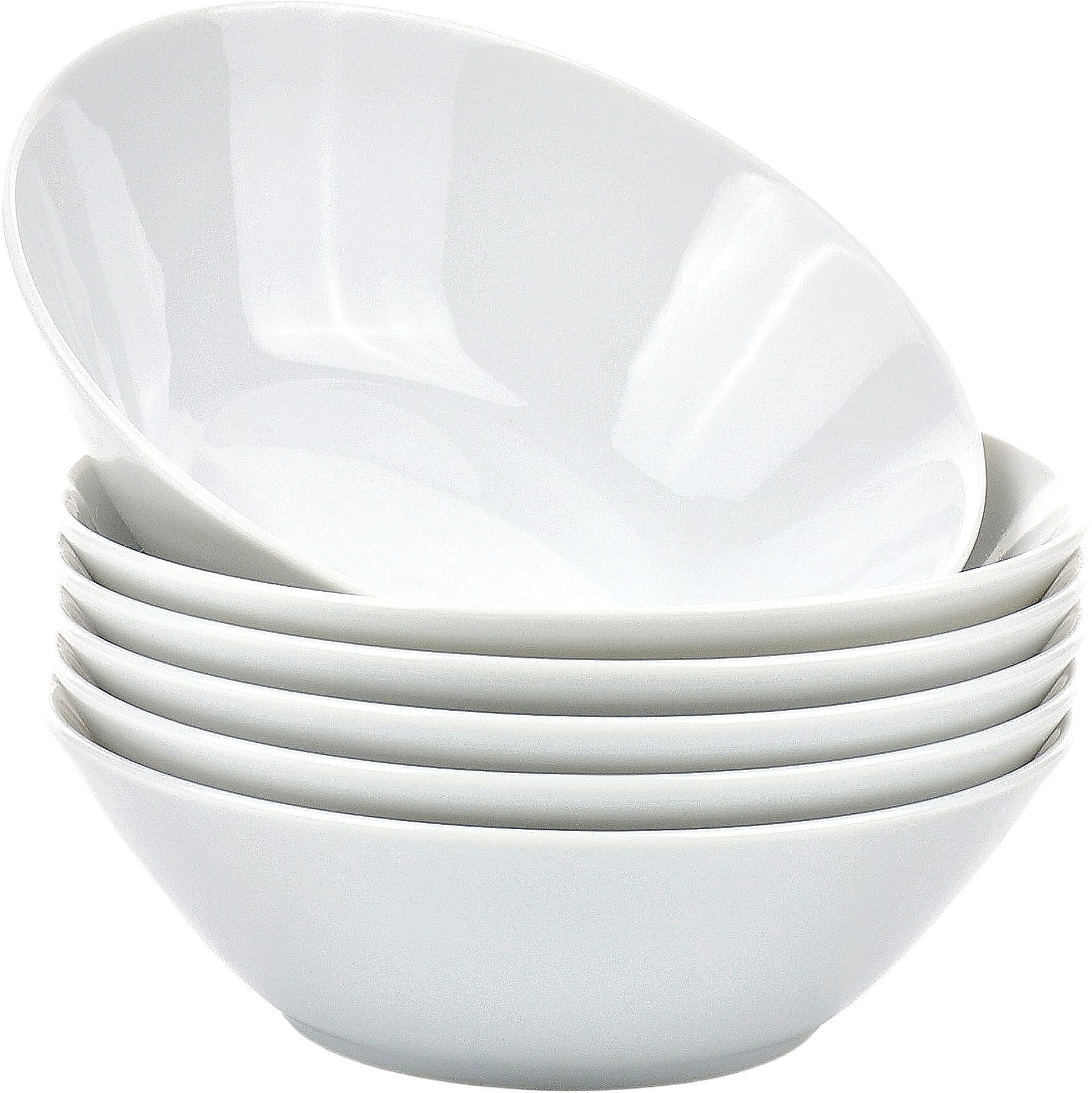 Retsch Arzberg Schale Müslischale HEIKE WEISS 16 cm, für 6 Personen, rund Porzellan, Porzellan, (Set, 6-tlg), Klassisches 6er Set Schalen für Müsli & Co., aus langlebigem Porzellan