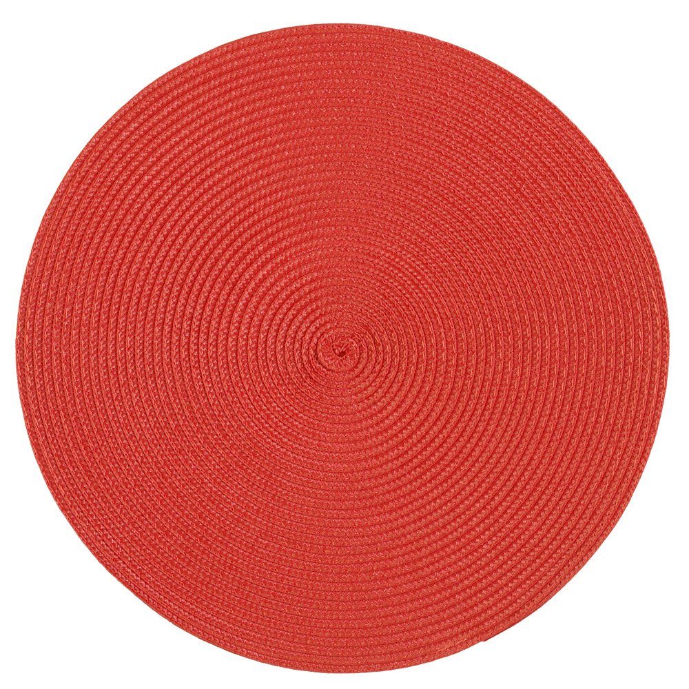 Platzset, Platzset rund ca. 35 cm Ø abwaschbar Bast Optik Tischset Platzdeckche, Haus und Deko, (1-St) Rot