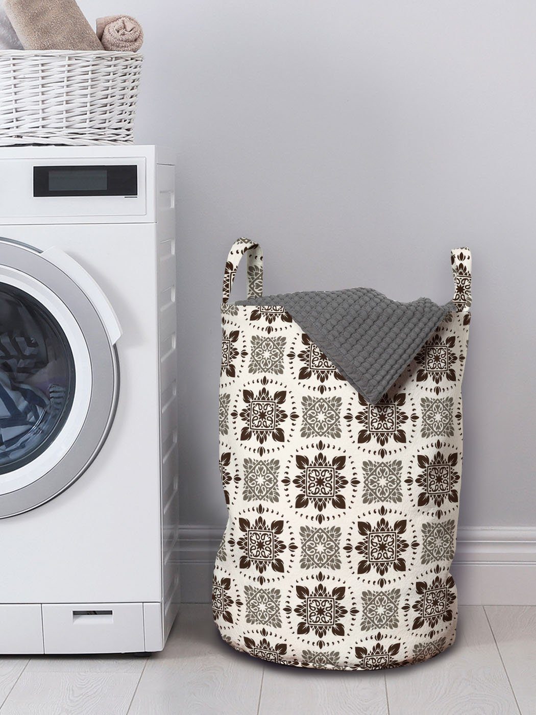 Griffen für Abakuhaus Kordelzugverschluss Wäschesäckchen Damast-Art-Kunst mit Modernisierte Wäschekorb Waschsalons, Jahrgang