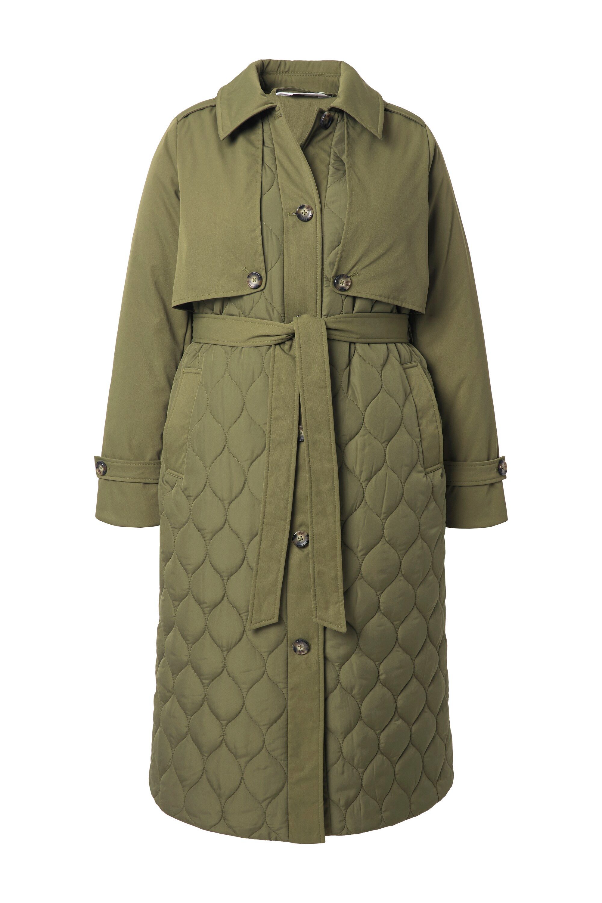 Studio Untold Wintermantel Trenchcoat Teil- Steppung wattiert Bindegürtel günstig online kaufen