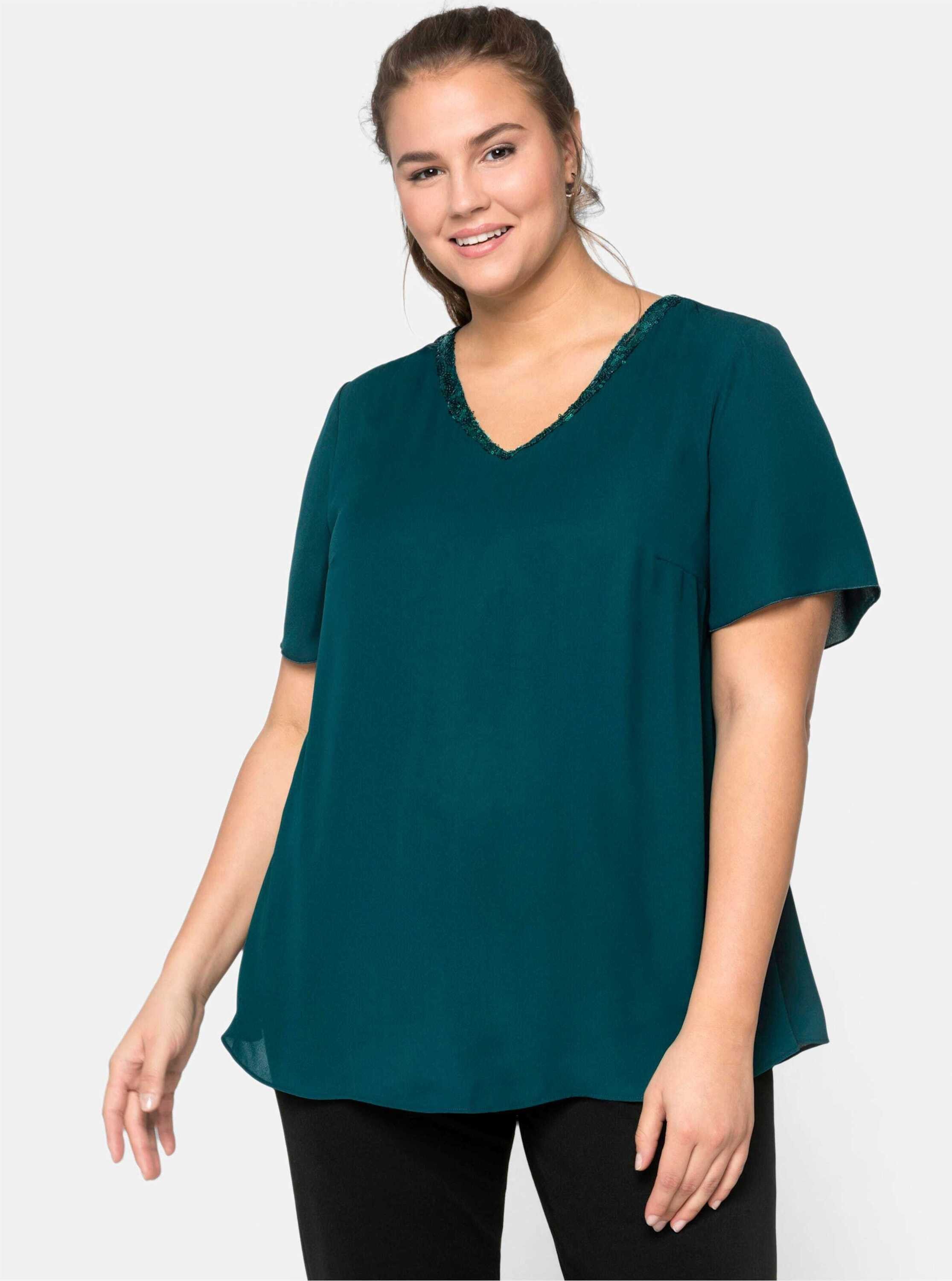 Sheego Klassische Bluse Tunika Kurzarm günstig online kaufen