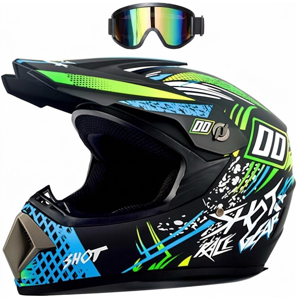 Athlix Motocrosshelm Off-Road Motocross-Helm Kinder Downhill Mountainbike Helm, Belüftungsöffnungen vor Hitzestau, Aerodynamisches Cross-Design