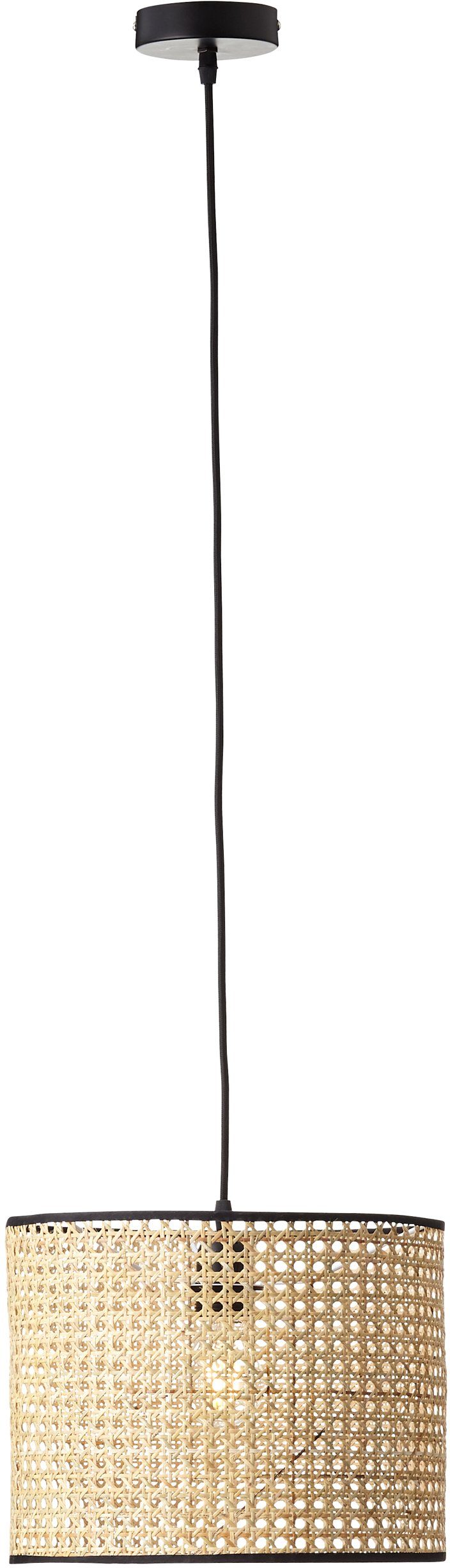 Brilliant Pendelleuchte WILEY, ohne Leuchtmittel, 174 cm Höhe, Ø 30 cm, E27, kürzbar, Rattan/Metall, holz hell/schwarz