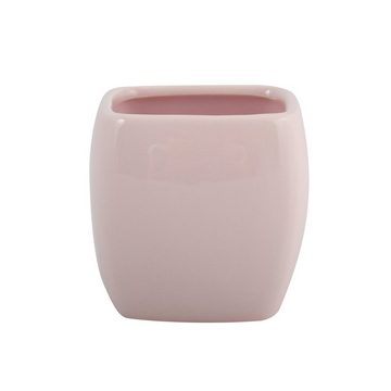 MSV Badaccessoires-Sets LOUISE, Zubehör-Set aus Keramik, pastell rosa, 3 tlg., bestehend aus: Seifenspender, Zahnputzbecher, Seifenschale