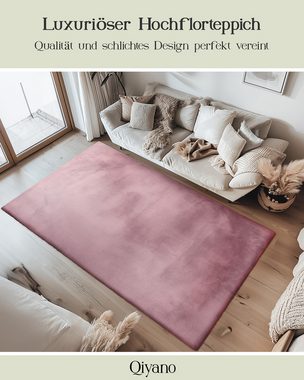 Teppich Hochflorteppich Wanga 100 Flieder 80 x 150 cm, Qiyano, rechteckig, Höhe: 22 mm