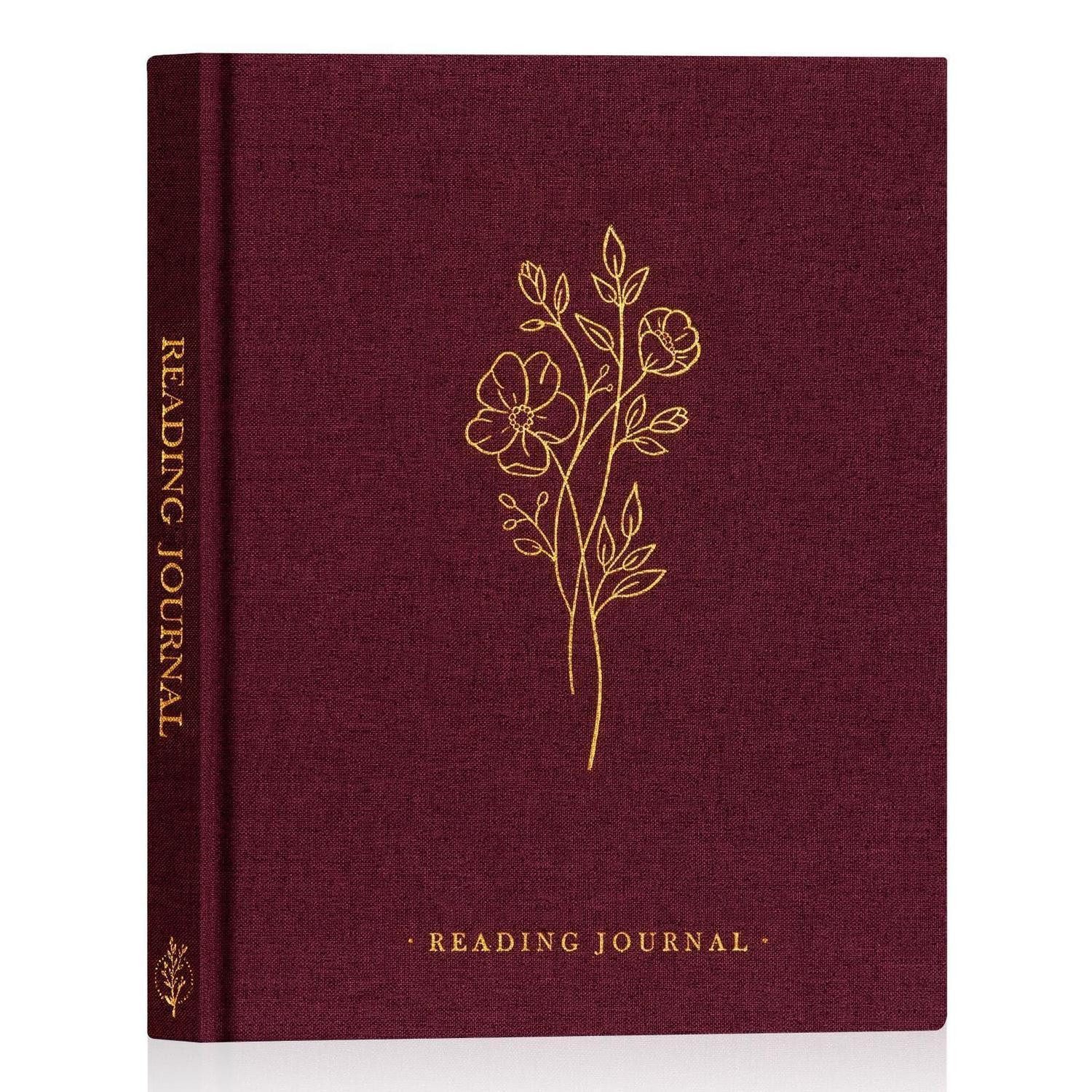 LuxusKollektion Tagebuch Lesetagebuch Lila Blume Leinen Buchjournal