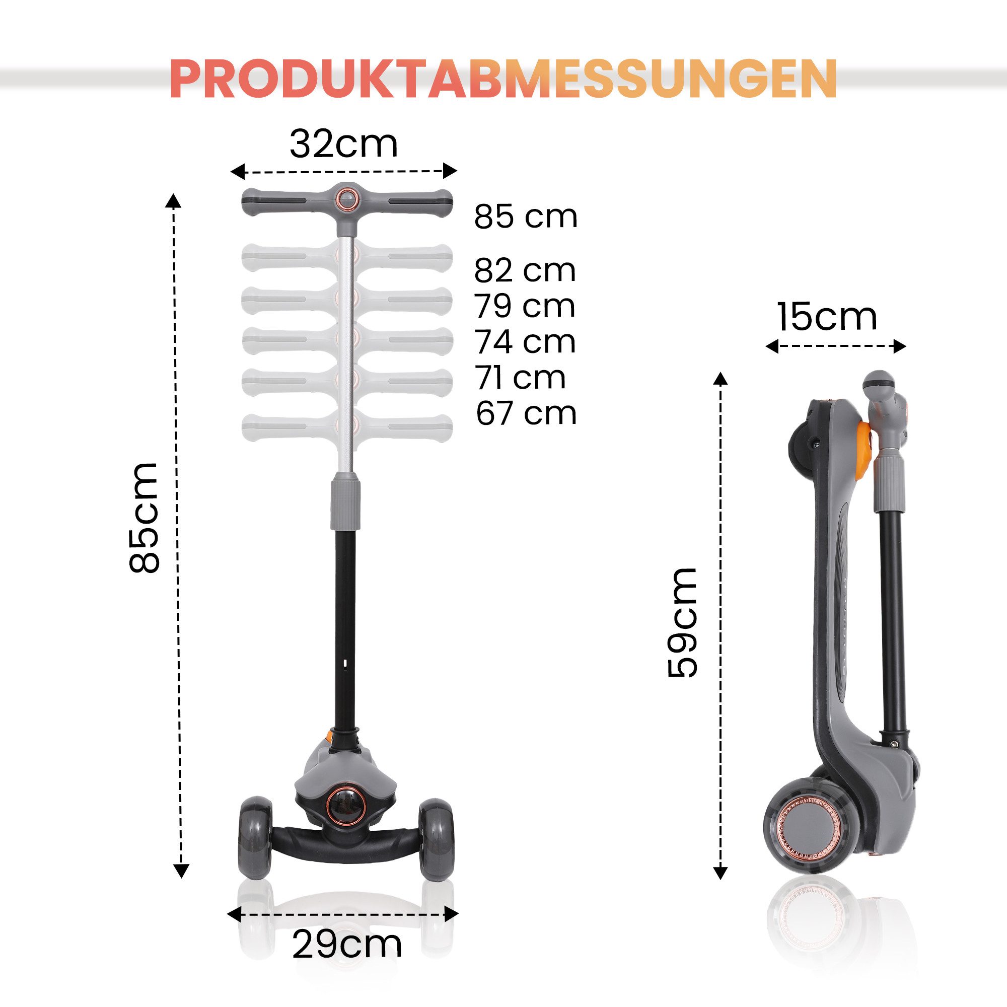 Habib Gruppe Dreiradscooter Kinderroller Premium LED Scooter 3-Rad, Frontlicht & Leucht-Deck