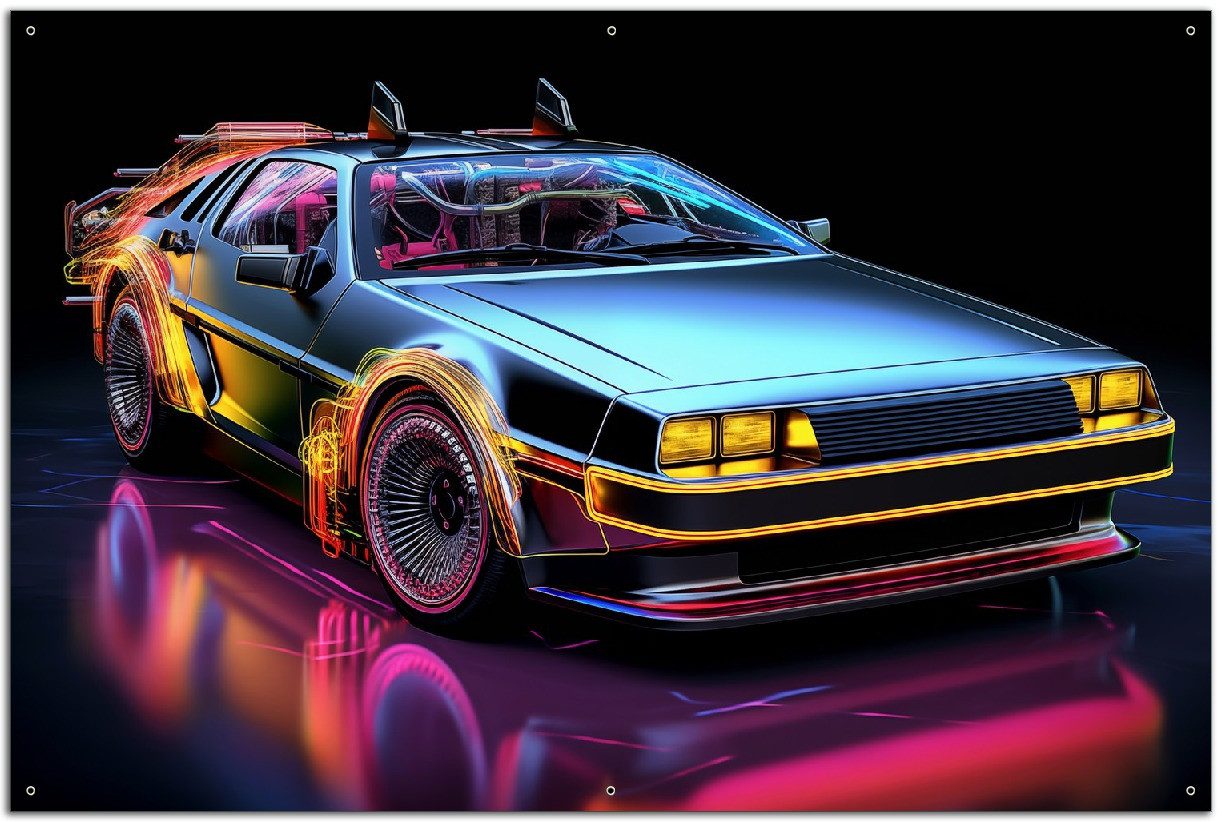 Wallario Sichtschutzzaunmatten Mobile Zeitmaschine