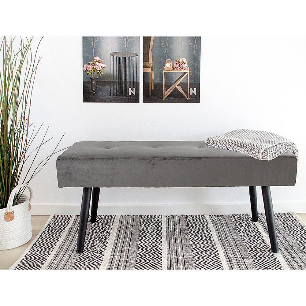 Bank Skiby Bench mit Nordic grau schwarzen House HN1213, Beinen, Bücherregal 100... – Samt, aus