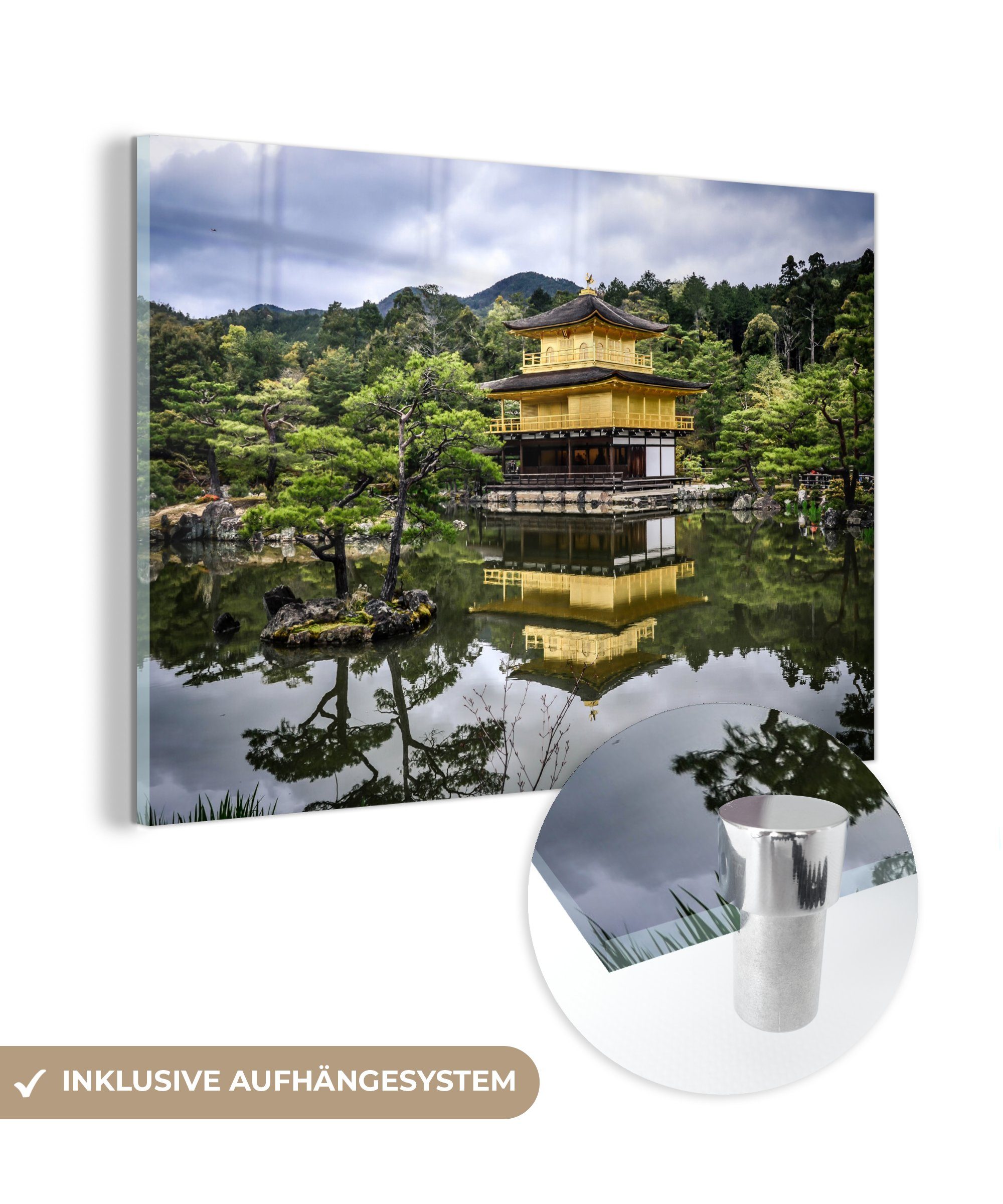 MuchoWow Acrylglasbild Pavillon - Kyoto - Japan, (1 St), Acrylglasbilder Wohnzimmer & Schlafzimmer