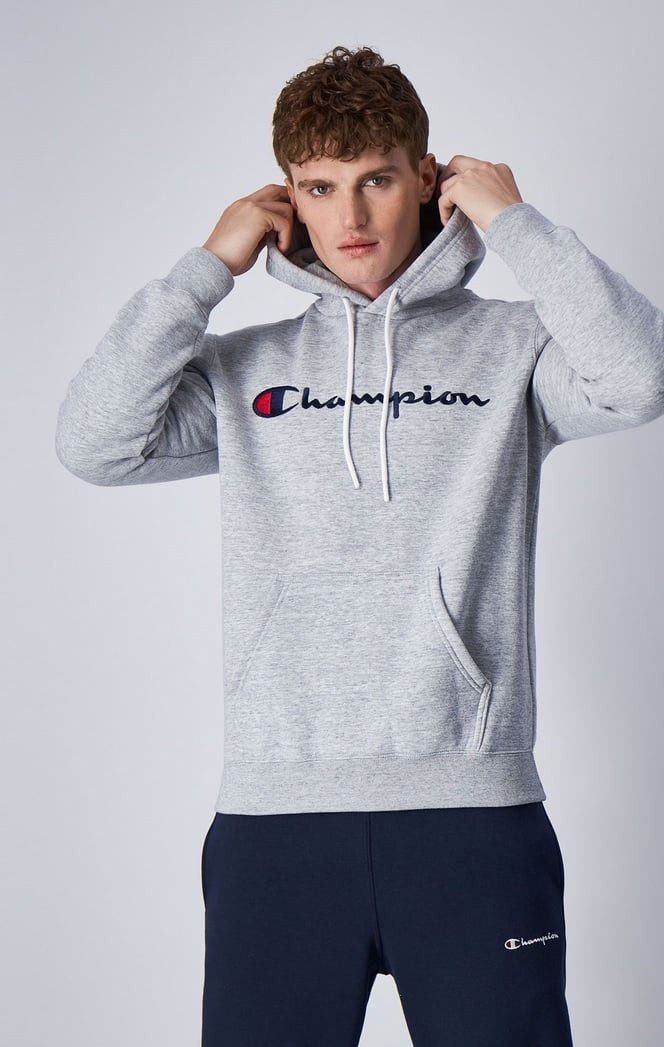 Champion Kapuzenpullover (Fleece-Hoodie) Big Logo Print hellgrau Herren günstig online kaufen