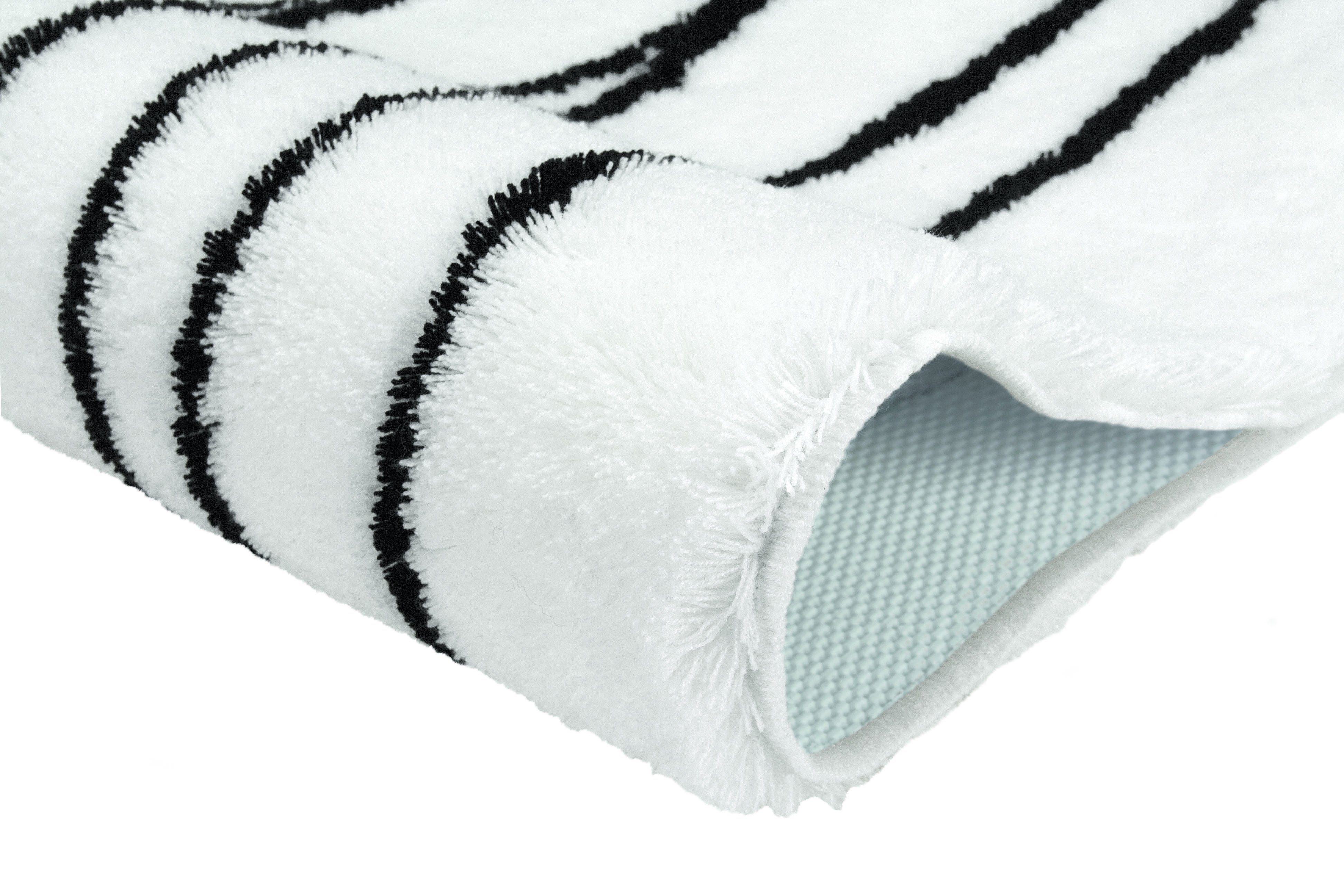 Kleine Wolke Badematte Tira, Höhe 20 mm, rutschhemmend beschichtet, fußbodenheizungsgeeignet, Polyacryl, rechteckig, Badteppich, modernes Streifen Design, waschbar