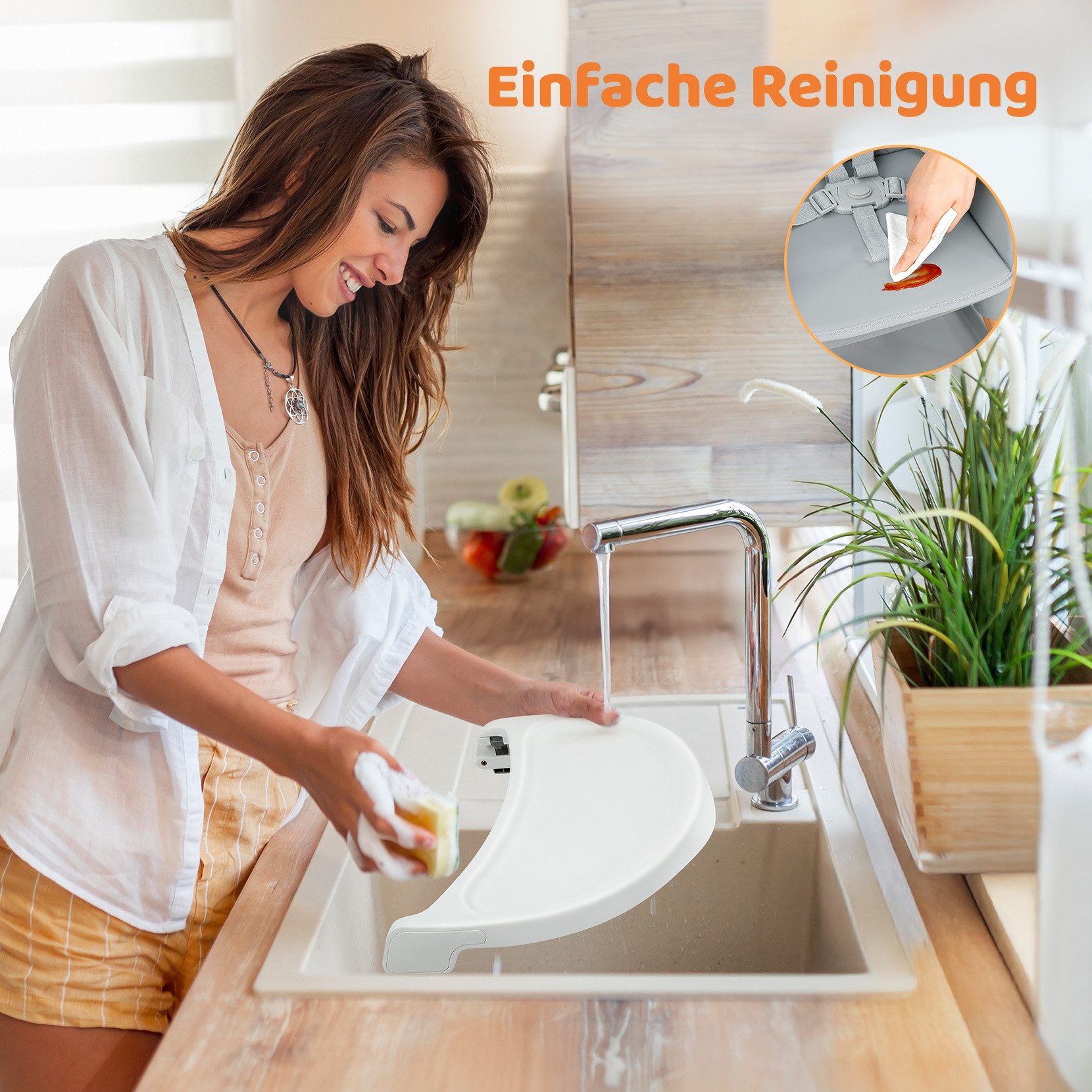 Ezebaby Holzstuhl 6in1 Multfunktional Babystuhl Sitzerhöhung Kinderstuhl Barhocker