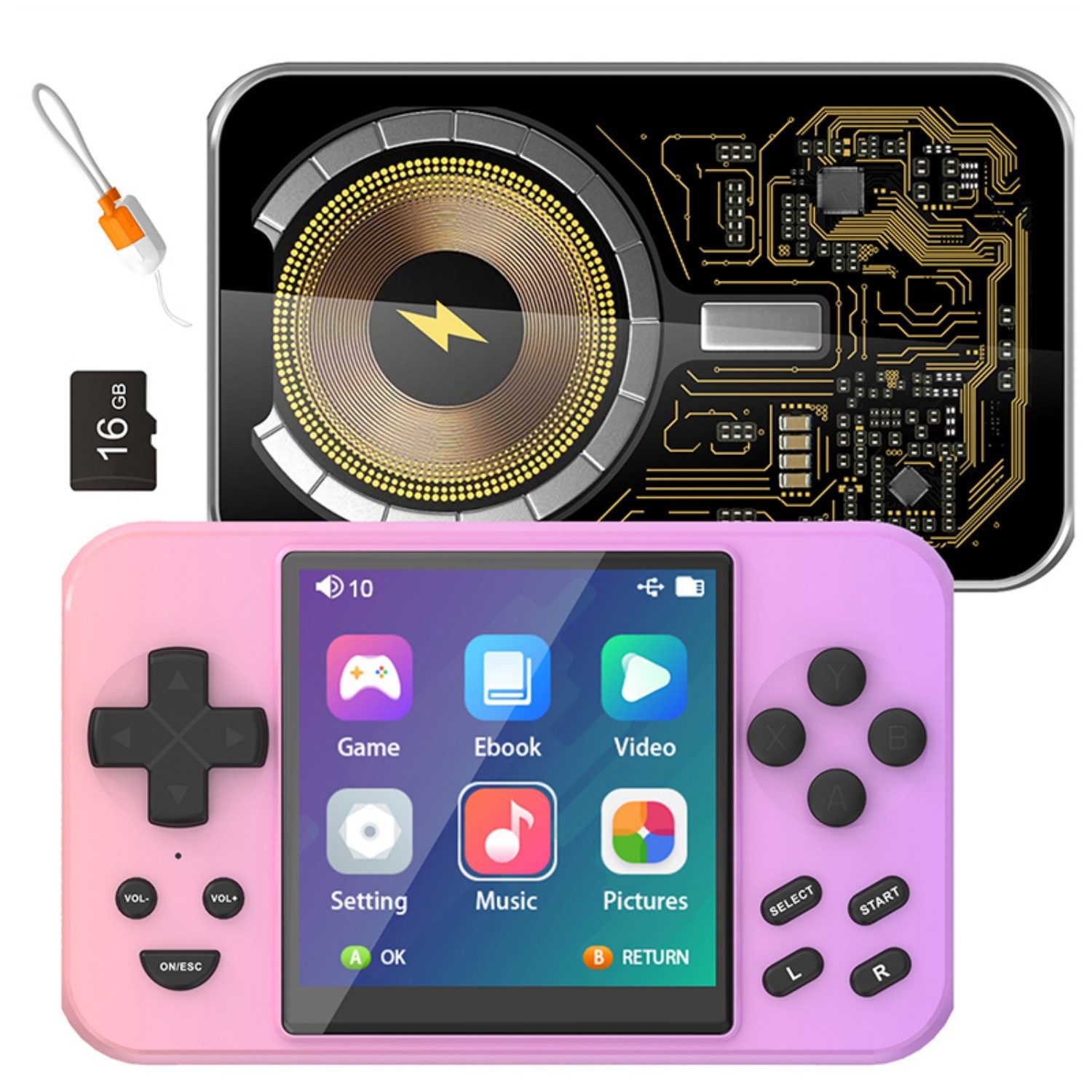 VIQEE L9 Spielkonsole 7 In 1,5000mAh,Retro-Spielkonsole, Mit 16GB Speicherkarte,Unterstützt über 6000 Spiele