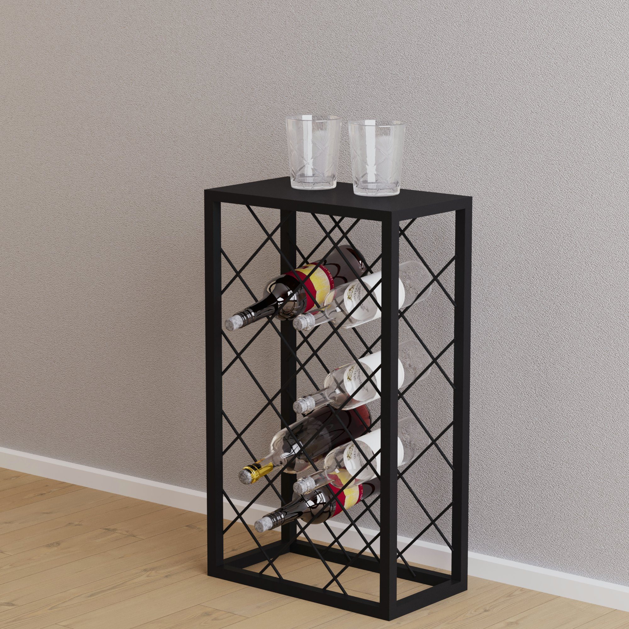 en.casa Weinregal, »Amasia« aus Metall 74x45x22 cm Schwarz günstig online kaufen