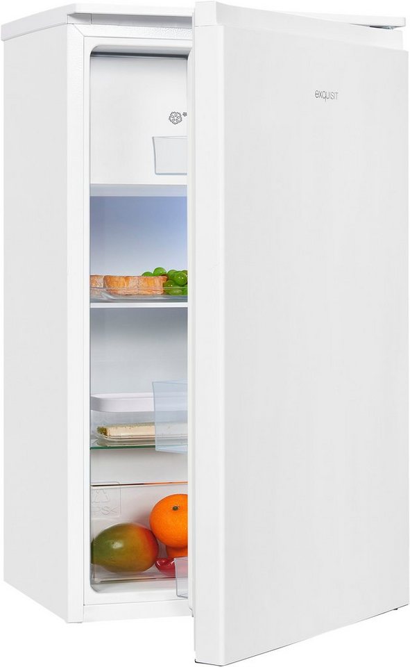 exquisit Kühlschrank KS117-3-010F weiss, 85 cm hoch, 48 cm breit, 82 L  Volumen, Glasablagen - flexibel verstellbar für individuelle Lagerung