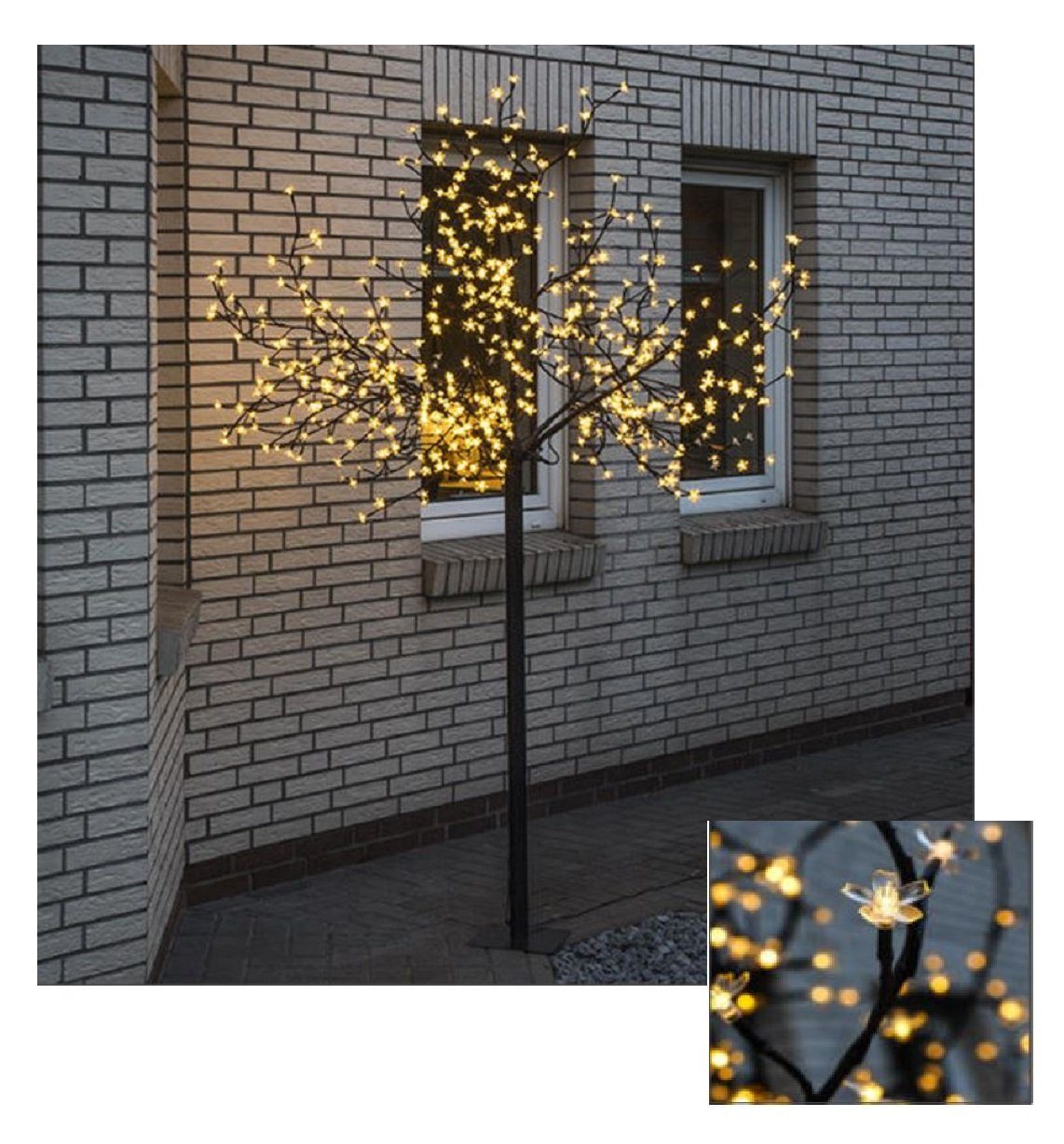 HI LED Baum XXL LED Baum Kirschblütenbaum 250cm mit 600 LED warmweiss