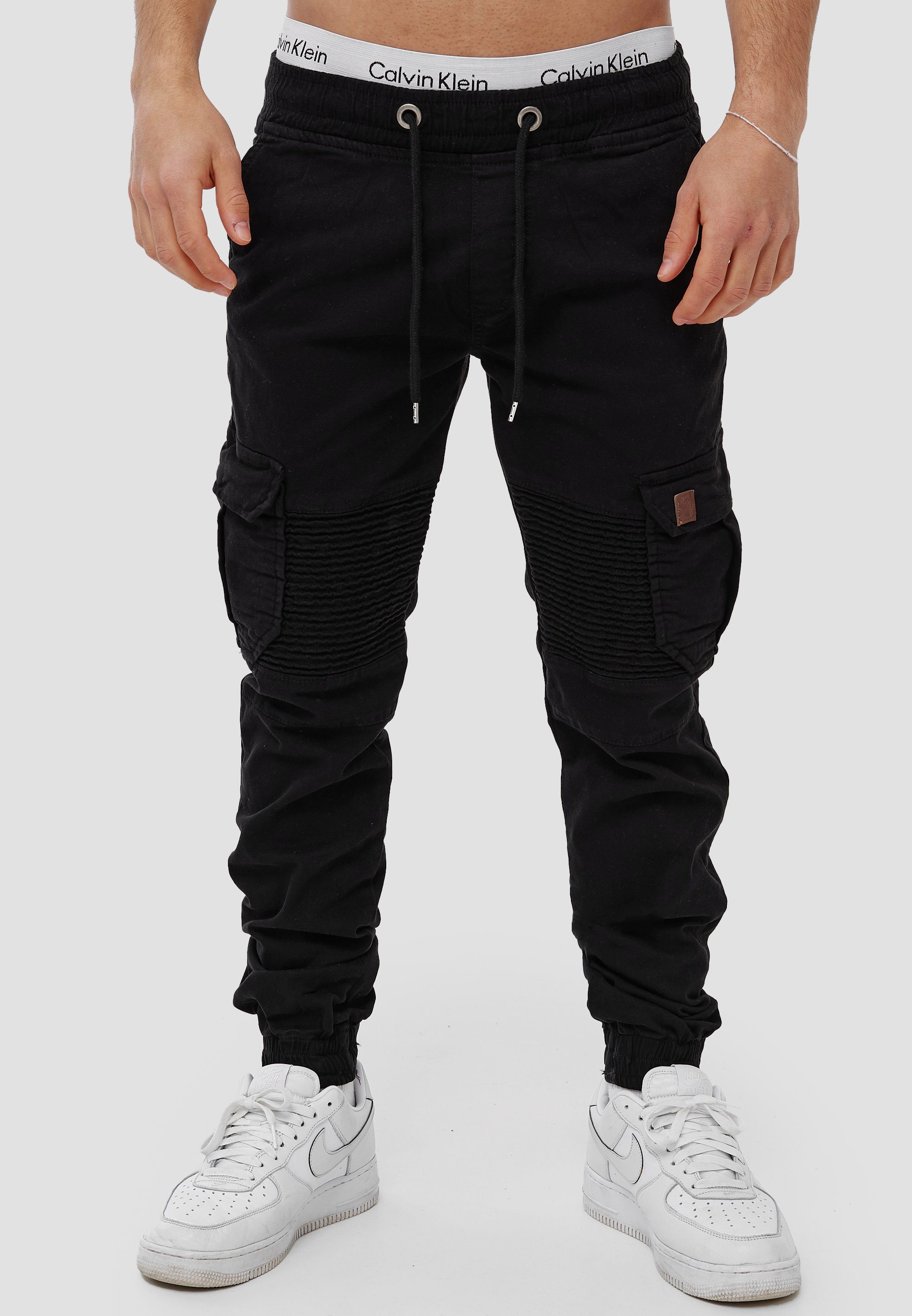 OneRedox Straight-Jeans H-3414 (Chino Cargohose Streetwear, 1-tlg) Freizeit Business Casual Schwarz