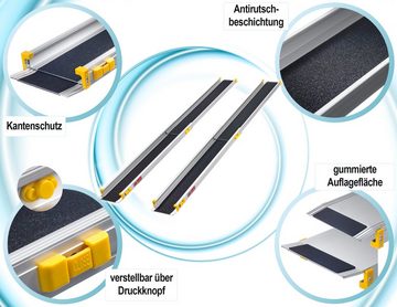 FTsolid Auffahrrampe, Teleskoprampen Teleskopschiene Rollstuhlrampe aus Alu rostfrei leicht