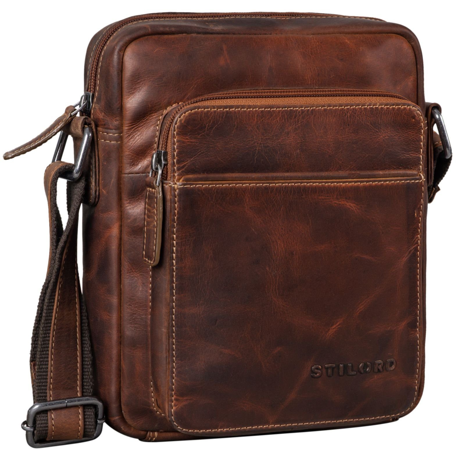 salerno zum STILORD Umhängen Messenger "Vittorio" Herrentasche - Bag braun