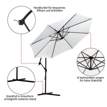Outsunny Ampelschirm Ampelschirm mit Handkurbel