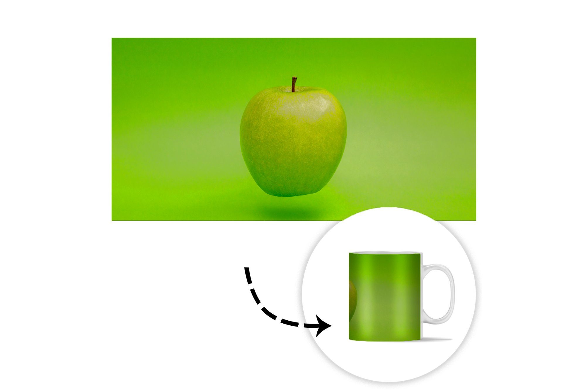 MuchoWow Tasse Obst Becher, - Kaffeetassen, Apfel Keramik, Geschenk Teetasse, Grün, - Teetasse