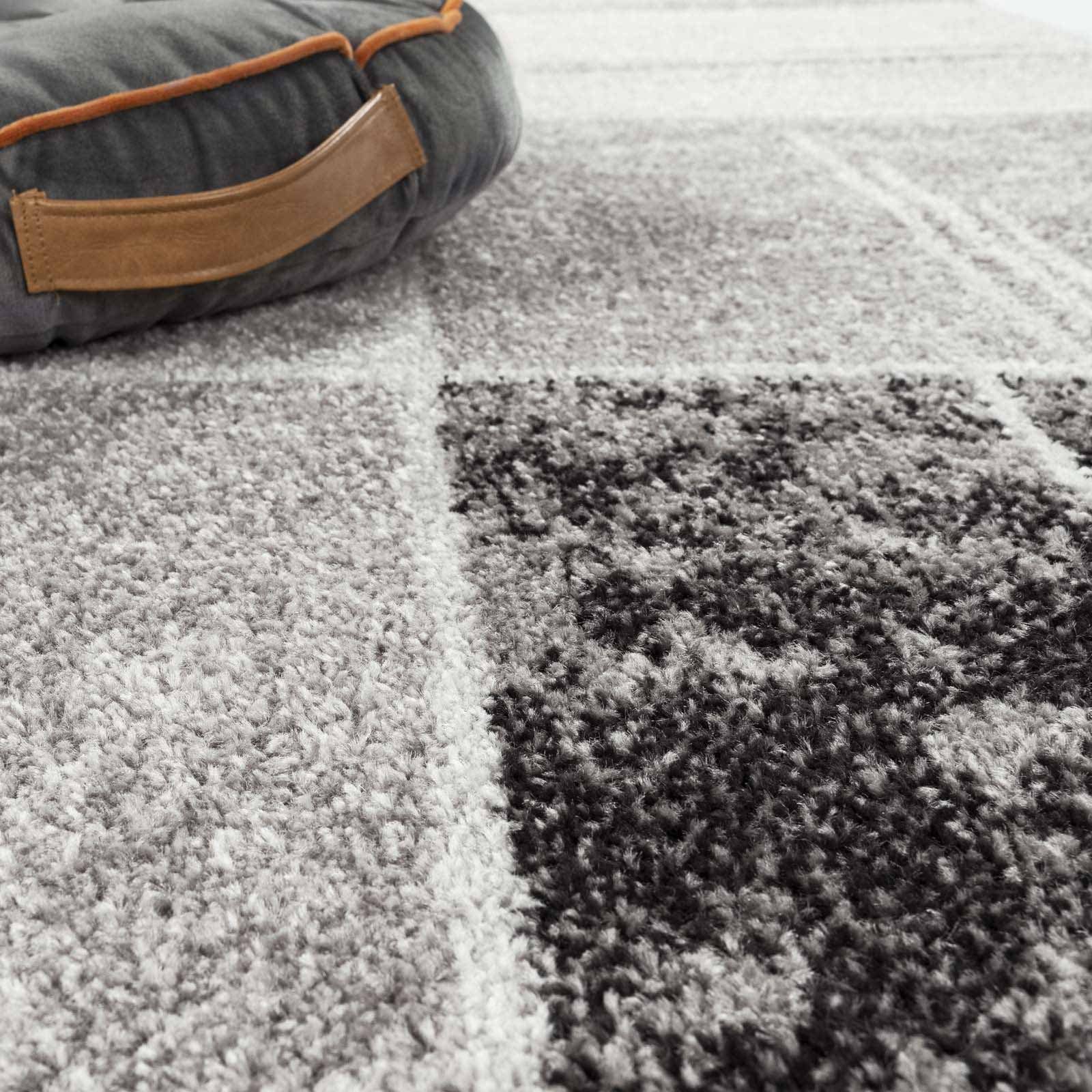 TaraCarpet Teppich Moderner Teppich Aragon 57 kariert modern, rechteckig, Höhe: 13 mm, kariert modern grau Wohnzimmer Schlafzimmer Esszimmer 080X150 cm – Bild 4 von 5
