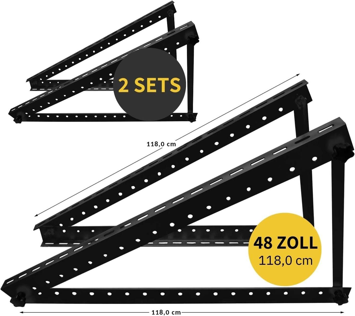 avoltik 2 Sets Solarmodul Halterung für Flachdach Wand Aufständerung 118cm Solarmodul-Halterung, (2-tlg., Set, 2 Sets (4Winkel)