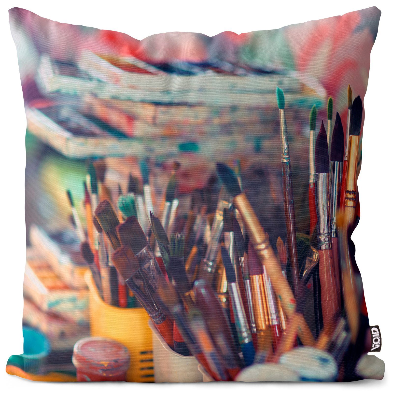 Kissenbezug, VOID (1 Stück), Sofa-Kissen Malen Pinsel Malerei Hobby Kunst Aquarell Öl Wasserfarben lernen Farben Palette Zeichnen Leinwand Farbtopf Acryl Ölfarben