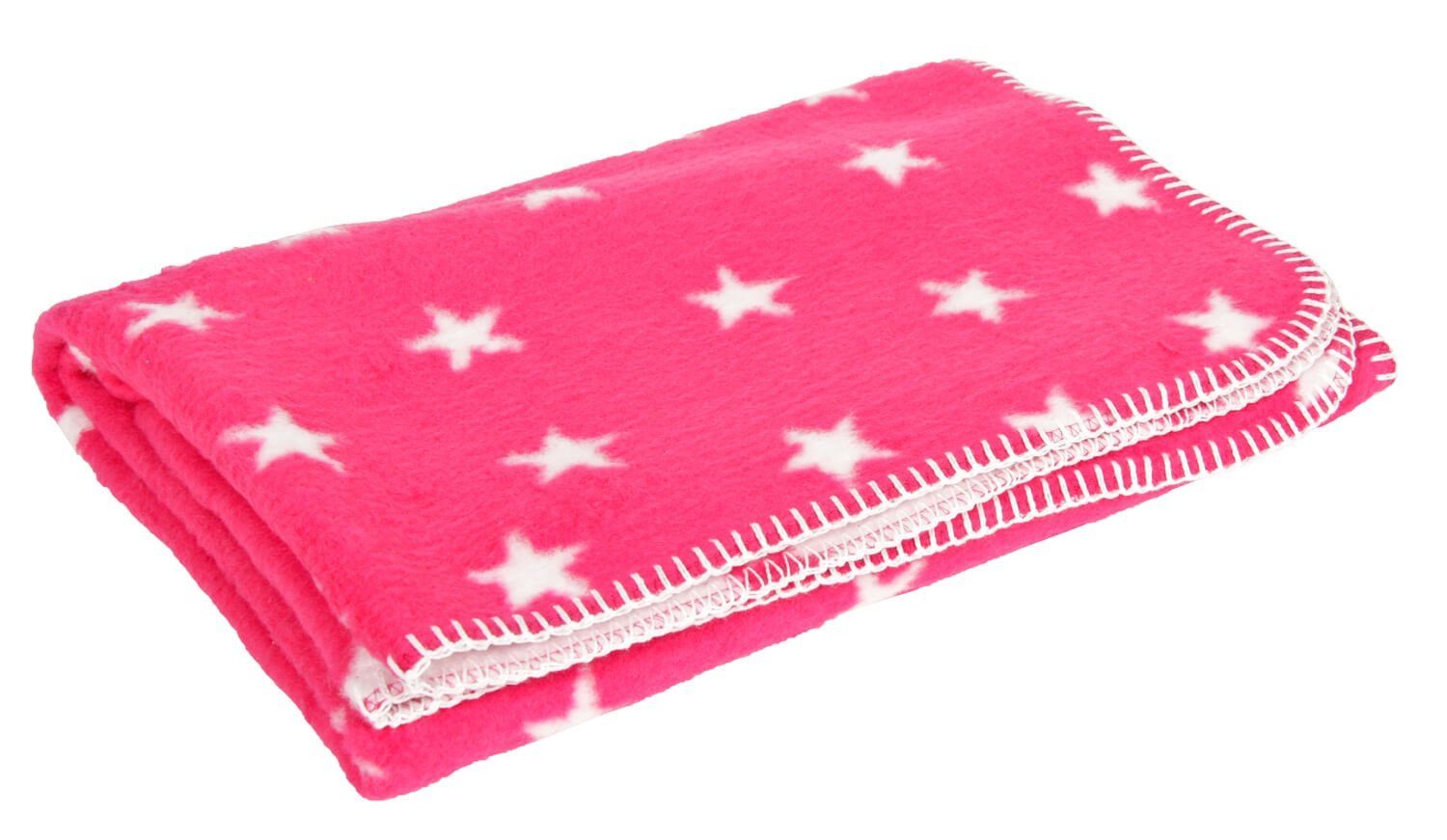 Wolldecke Yogilino® 75 x 100 cm, yogabox, regional hergestellt pink mit weißen Sternen