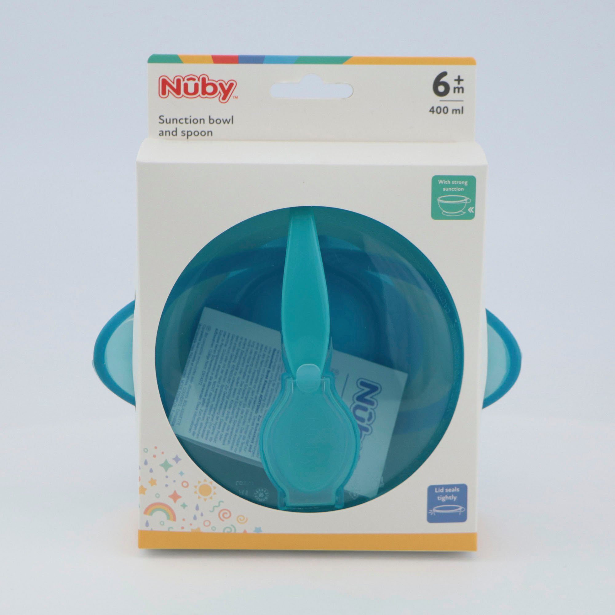 Nuby Esslernschale Breischale mit inklusive Polypropylen, blau, Löffel Saugfuss