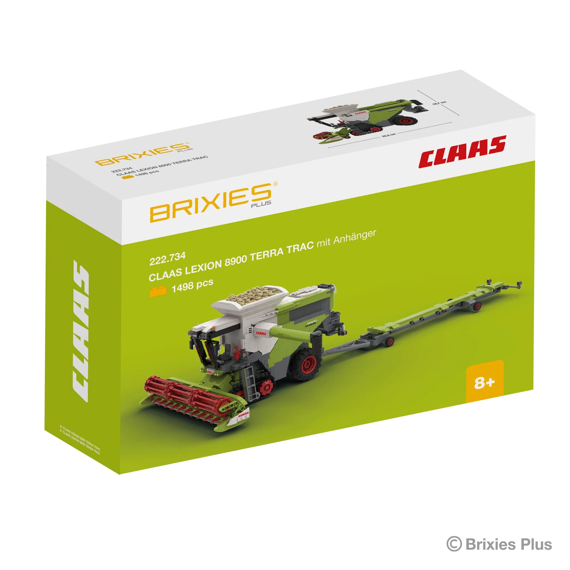 Brixies BRIXIES Plus Mähdrescher CLAAS LEXION 8900 TERRA TRAC inkl. Anhänger Konstruktionsspielsteine, kompatible Klemmbausteine